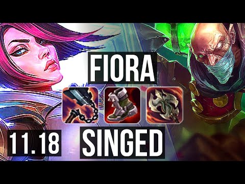 FIORA vs SINGED (TOP) | 14/0/4, Legendary, 6 solo kills, 700+ games | EUW Diamond | v11.18