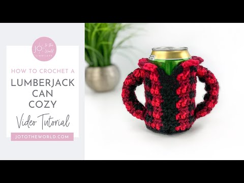 Lumberjack Crochet Can Cozy Pattern - A Fun & Unique Plaid Jacket Drink Holder!