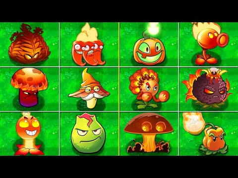 All FIRE Plants LEVEL 999999 Power-Up! in Plants vs Zombies 2