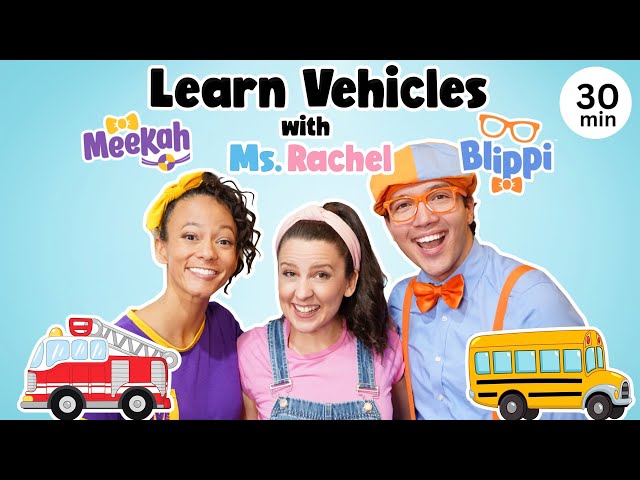 Blippi & Ms Rachel Learn Vehicles - Wheels on the Bus - Videos for Kids - Tractor, Car, Truck + More SDDEFAULT Thumbnail