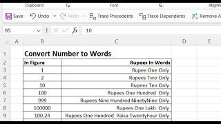 Convert Number to Words in Excel