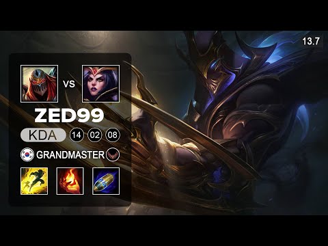 ZED99 Zed vs LeBlanc Mid - KR Grandmaster - Patch 13.7 Season 13