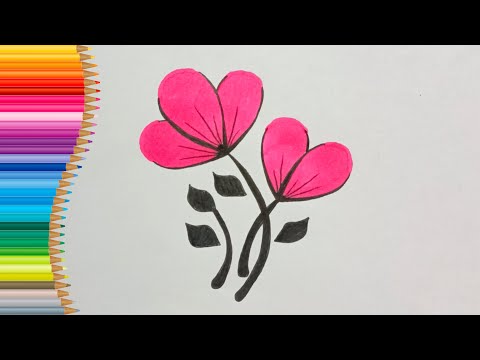 How to draw a flower drawing || Easy colourful flower drawing easy step by step
