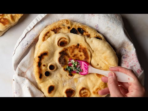 Indisches Naan Brot Rezept aus der Pfanne mit 7 Zutaten