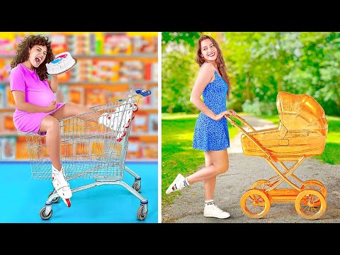 COMIC PREGNANCY SITUATIONS || Being Pregnant For 24 Hours Challenge By 123 GO! CHALLENGE