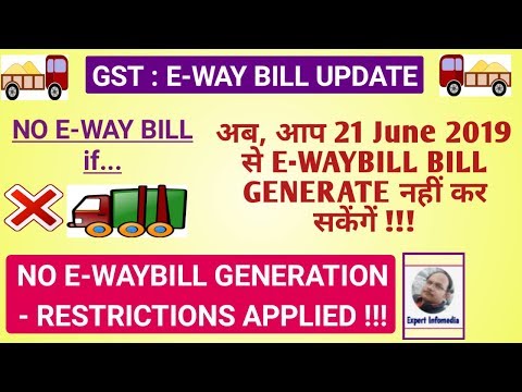 Latest Restrictions on E-WAY BILL GENERATION-Rule 138E: 21 जून से EWB नहीं GENERATE कर सकेंगे अगर..? Video