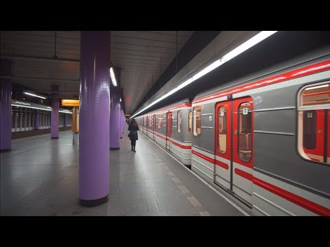 Czech Republic, Prague, metro night ride from Zličín to Lužiny