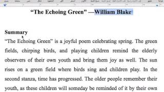 The Echoing Green   Class A