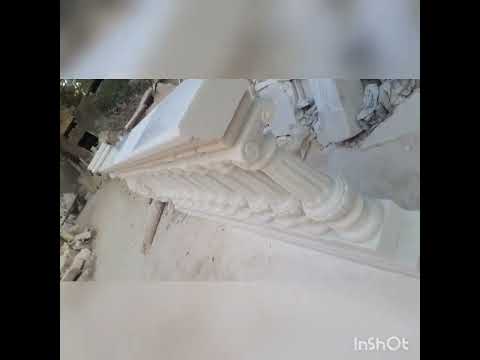 White polished carved stone pillars