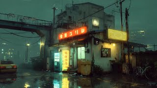 Rainy Neon City Street 🌃 Heavy Rain Sounds & Lofi Beats ☔ For Stress Relief