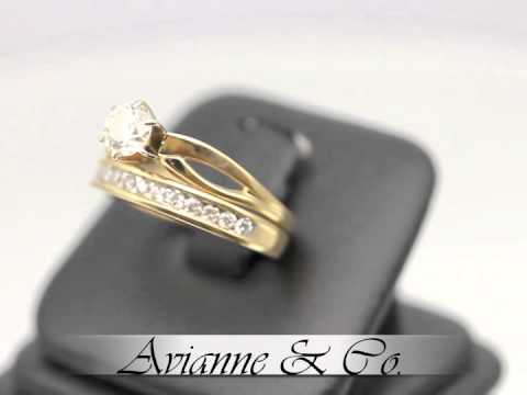 14K Yellow Gold Womens Diamond Bridal Ring Set 0.87 Ctw