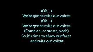 Barbie movie song: &quot;Raise our voices&quot; lyrics on screen