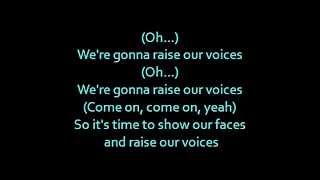 Barbie movie song: &quot;Raise our voices&quot; lyrics on screen