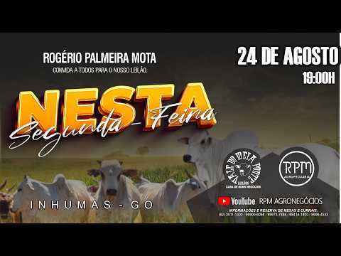 VALE DO MEIA PONTE LEILÕES - INHUMAS - LEILÃO VIRTUAL E PRESENCIAL - 24 DE AGOSTO DE 2026.