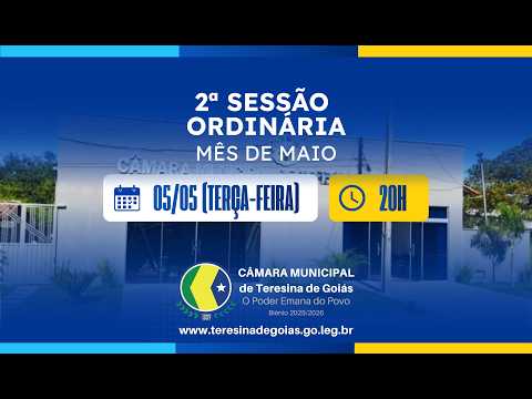2ª SESSÃO ORDINÁRIA DO MÊS DE MAIO DE 2026
