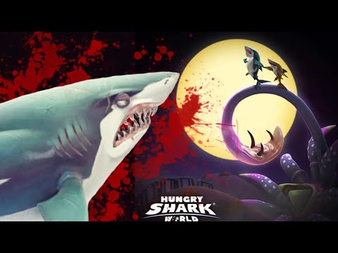 GREAT WHITE DEFEATED COLOSSAL SQUID BOSS BATTLE! - Hungry Shark World