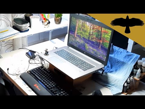 Painting studio doubles as home office, Chaos Space Marine Sorcerer done, St. Katherine WIP VLOG 18