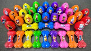 PAW PATROL Surprise Eggs & Colorful Bone! with Ryder, Chase, Marshall,...Satisfying ASMR Video