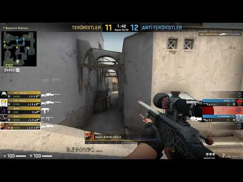CSGO DUST2 MİD T SNİPER 1VS4  AWP PEEK