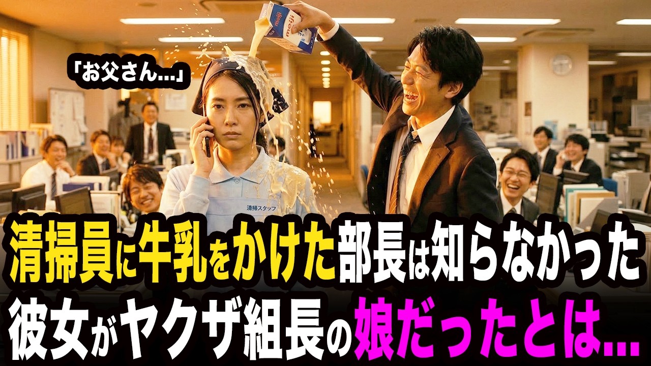 清掃員に牛乳をかけた部長は知らなかった。彼女がヤクザ組長の娘だったとは...