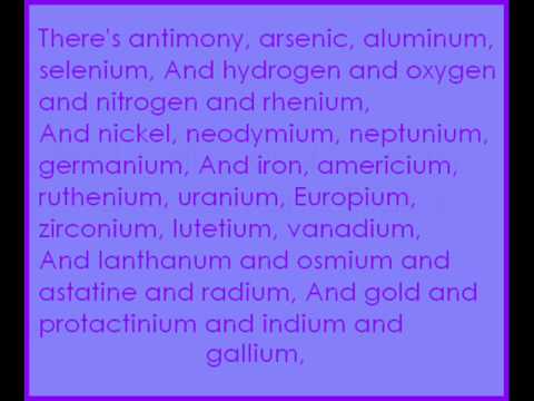 The Elements Song by Tom Lehrer with lyrics on screen!