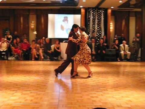  Fernando Sanchez  and  Ariadna Naveira  are  dancing  to  the  vals  "  Ilusion Azul  "