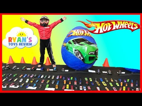 GIANT EGG HOT WHEELS Surprise Toys Opening with Disney Cars