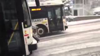 preview picture of video 'Verona bound, NJ Transit buses get stuck in snow'