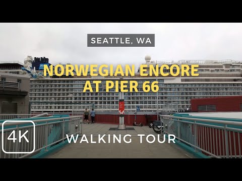 The Norwegian Encore Cruise Ship at Pier 66 on the Seattle Waterfront, Summer 2024 | Walking Tour 4K