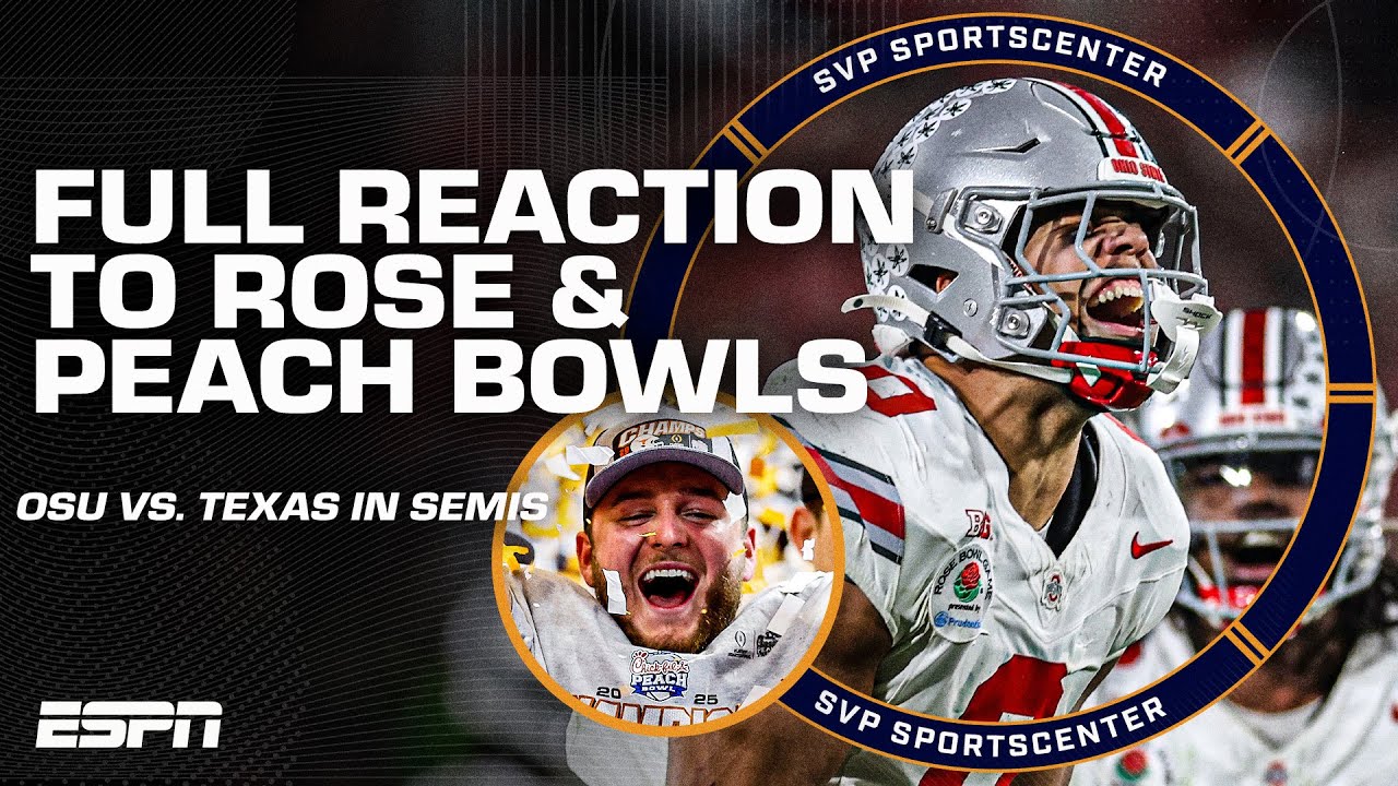 FULL REACTION: Ohio State dominates Oregon, Texas survives 2OT in Peach Bowl 🏆 | SC with SVP