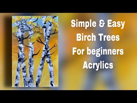 How to paint simple & easy birch trees for beginners | acrylics