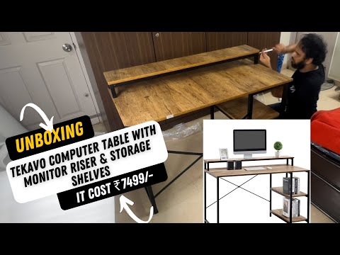 Tekavo Computer Table with Monitor Riser & Storage Shelves | Unboxing, Setup & Review | Jungle Wood