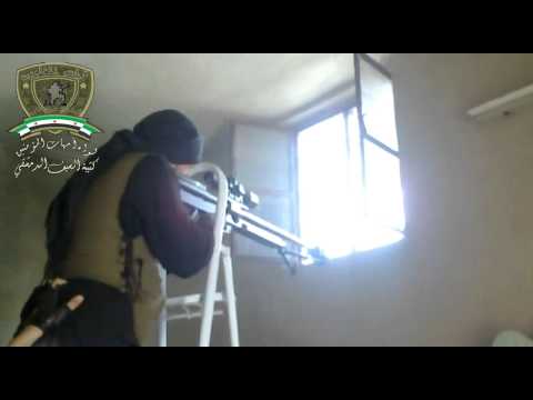 استهداف قناص من كتيبة السيف الدمشقي لجنود النظام في مبنى الشرطة في مدينة حرستا في ريف دمشق