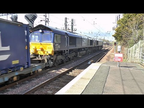Diverted 4S43 with 66301+66423 on Daventry to Mossend at Kilwinning on 2-05-16