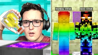 DRINKING BOSS STEVE AND RAINBOW STEVES POWER POTION IN MINECRAFT!