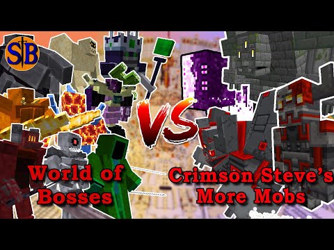 World of bosses Team vs Crimson steve more Mobs Team | Minecraft Mob Battle