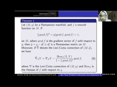MATH2022 - New Type of Metrics Deformations and Applications to Biharmonic Maps, Bouchra Merdji
