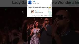 We’ve all heard Stevie Wonder isn’t really blind. 😅 #funny #steviewonder #viral #ladygaga #blind