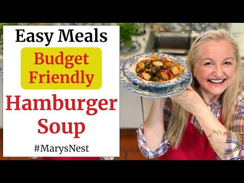 Best Hamburger Soup Recipe with Homemade Hamburger Bun Croutons - Easy One Pot Meal