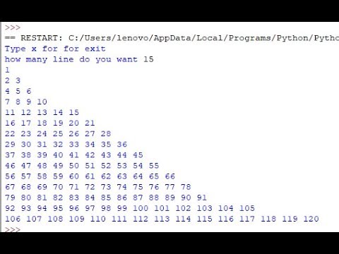 Python Program To Print Number Pattern Floyds Triangle