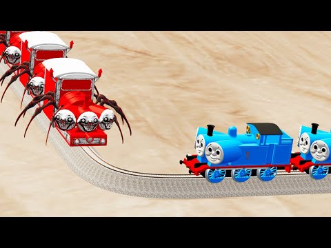 Choo Choo Charles Train Triple Head Cursed Vs Big & Small Triple Head Thomas - BeamNG.Drive