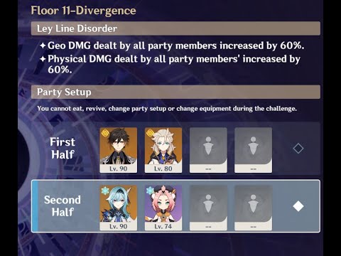 Genshin Impact | Spiral Abyss 2.3 Floor 11 (Zhongli + Albedo duo - Eula + Diona) | 9*