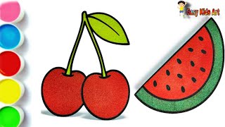 🍉🍒 How to Draw Fruits So Easy | Cute Fruit Drawing for Kids