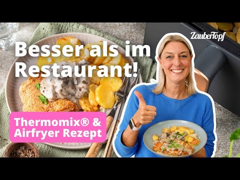 🤩 So machst du das perfekte Schnitzel mit Bratkartoffeln & Pilzsoße – Thermomix® & Airfryer Rezept