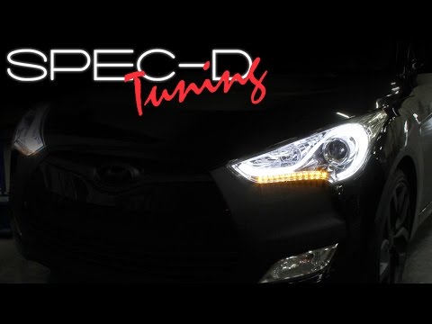 SPECDTUNING INSTALLATION VIDEO: 2012-2014 HYUNDAI VELOSTER SEQUENTIAL PROJECTOR HEADLIGHTS