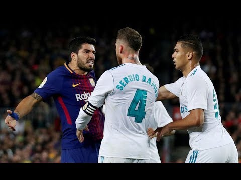 Luis Suárez vs Sergio Ramos ● Fights, Fouls, Dives and Red Cards