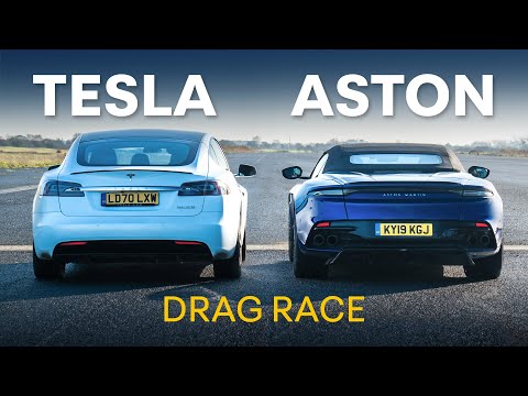 Tesla Model S Performance v Aston Martin DBS: DRAG RACE, 0-100-0, Rolling Race