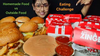 Download lagu Eating Homemade vs Outside Burger Challenge | Big Bites | Asmr Eating | Mukbang mp3