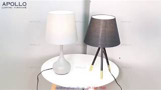 Đèn trang trí Apollo Lighting - Đèn bàn nhỏ chụp vải trang trí phòng khách phòng ngủ đơn giản