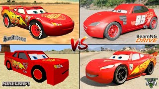 MINECRAFT LIGHTNING MCQUEEN VS GTA 5 VS GTA SAN ANDREAS VS BEAMNG DRIVE - WHICH IS BEST?